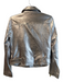 Walter Baker Size S Silver Polyester Faux Leather Metallic Moto Belted Jacket Silver / S