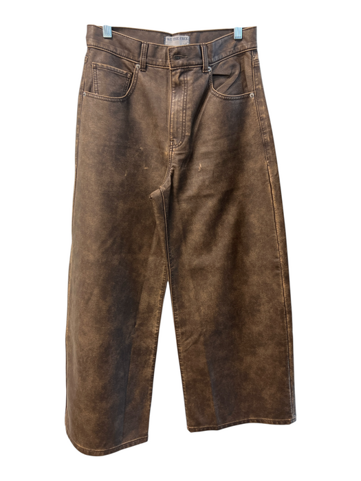 We The Free Size 28 Brown Viscose Blend Faux Leather High Rise 5 Pocket Pants Brown / 28