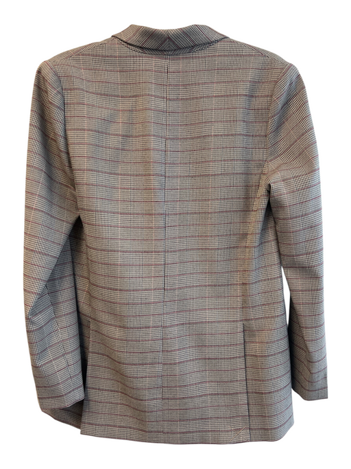 Wayf Size 8 Brown Polyester Blend Plaid Double Breasted Shoulder Pads Jacket Brown / 8