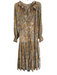 Free People Size S Yellow & Multi Viscose Tie V Neck Long Sleeve Floral Dress Yellow & Multi / S