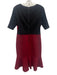 Elie Tahari Size 6 Red & Black Rayon Blend 1/2 Sleeve Paneled Flare Hem Dress Red & Black / 6