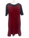 Elie Tahari Size 6 Red & Black Rayon Blend 1/2 Sleeve Paneled Flare Hem Dress Red & Black / 6