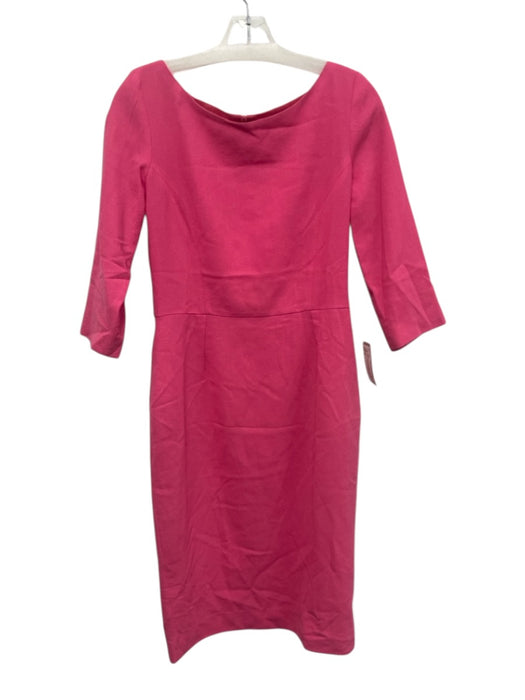 Goat Size 6 Neon Pink Wool 3/4 Sleeve Boat Neck Paneled Back Zip Dress Neon Pink / 6