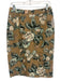 Max Mara Studio Size 8 Brown, Green & Cream Cotton Blend Abstract Floral Skirt Brown, Green & Cream / 8