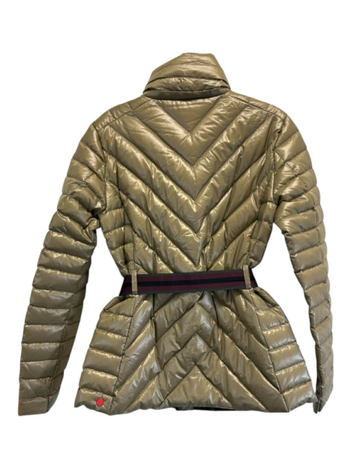 Hunter Size Small Taupe Gold Polyester Down Fill Quilted Zip Front Stripe Jacket Taupe Gold / Small