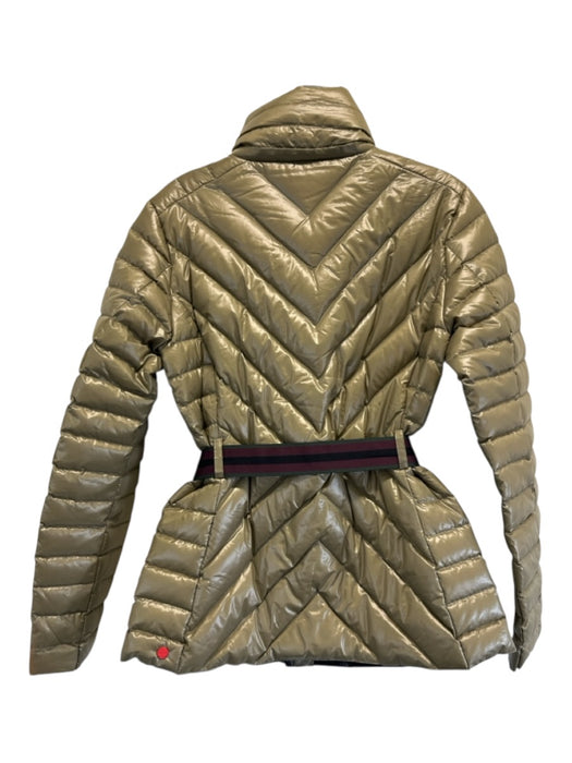 Hunter Size Small Taupe Gold Polyester Down Fill Quilted Zip Front Stripe Jacket Taupe Gold / Small