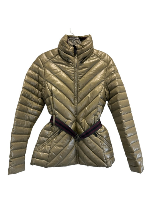 Hunter Size Small Taupe Gold Polyester Down Fill Quilted Zip Front Stripe Jacket Taupe Gold / Small