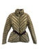Hunter Size Small Taupe Gold Polyester Down Fill Quilted Zip Front Stripe Jacket Taupe Gold / Small