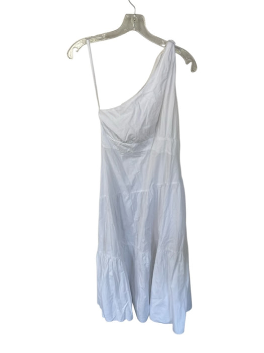Lucca Size M White Cotton One Shoulder Side Zip Maxi Dress White / M