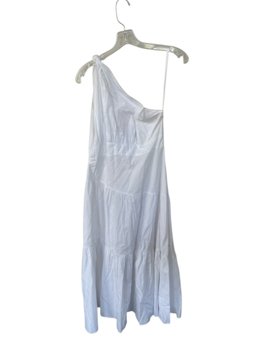 Lucca Size M White Cotton One Shoulder Side Zip Maxi Dress White / M