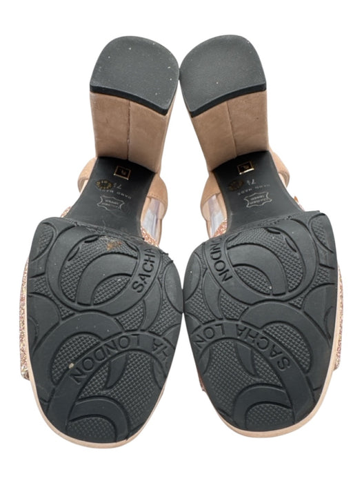 Sacha London Shoe Size 7.5 Blush Pink Leather Upper Glitter Suede Sandals Blush Pink / 7.5