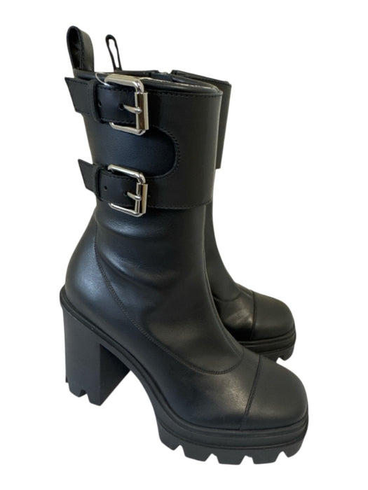 Giuseppe Zanotti Shoe Size 38 Black Leather Upper Buckle Detail Side Zips Boots Black / 38
