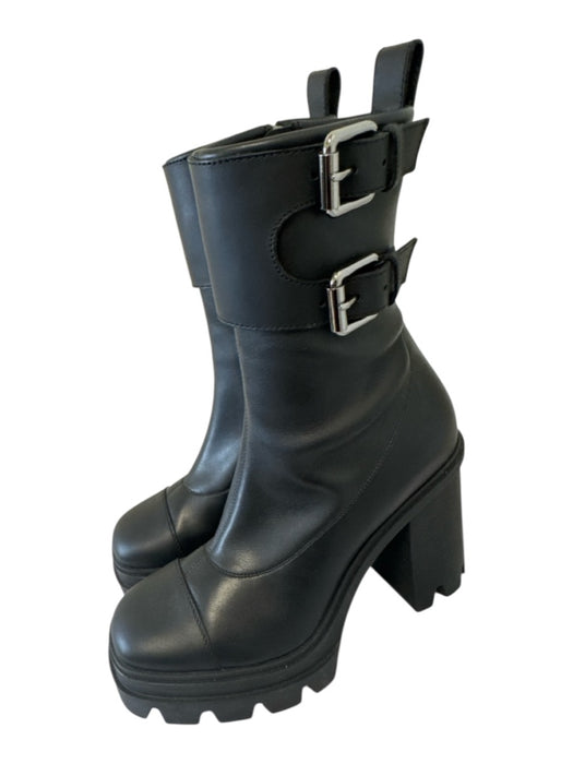 Giuseppe Zanotti Shoe Size 38 Black Leather Upper Buckle Detail Side Zips Boots Black / 38