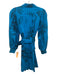 Alice + Olivia Size 4 Blue & Black Cotton Blend Long Balloon Sleeve Floral Dress Blue & Black / 4