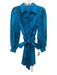 Alice + Olivia Size 4 Blue & Black Cotton Blend Long Balloon Sleeve Floral Dress Blue & Black / 4
