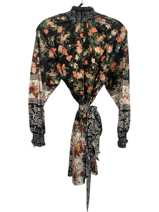 Alice + Olivia Size 4 Black, Green & Pink Print Cotton Blend Floral Dress Black, Green & Pink Print / 4