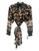 Alice + Olivia Size 4 Black, Green & Pink Print Cotton Blend Floral Dress Black, Green & Pink Print / 4
