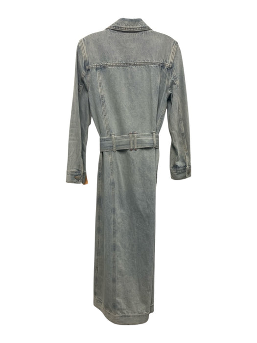Alice + Olivia Jeans Size S Light Wash Cotton Denim Long Sleeve Paneled Dress Light Wash / S