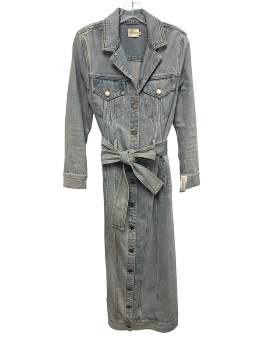 Alice + Olivia Jeans Size S Light Wash Cotton Denim Long Sleeve Paneled Dress Light Wash / S