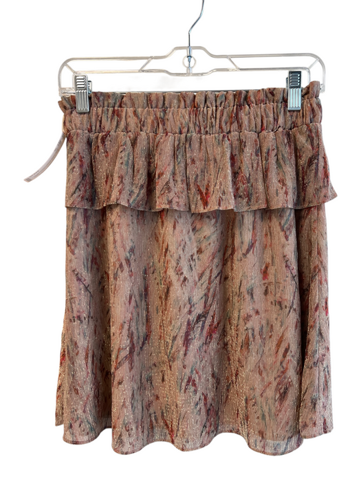 IRO Size 36 Brown & Multi Polyester Blend Elastic Waist Tiered Metallic Skirt Brown & Multi / 36