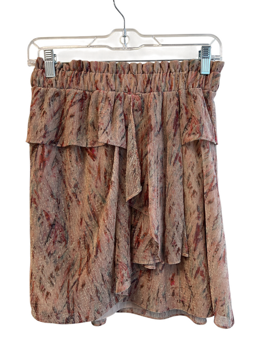 IRO Size 36 Brown & Multi Polyester Blend Elastic Waist Tiered Metallic Skirt Brown & Multi / 36