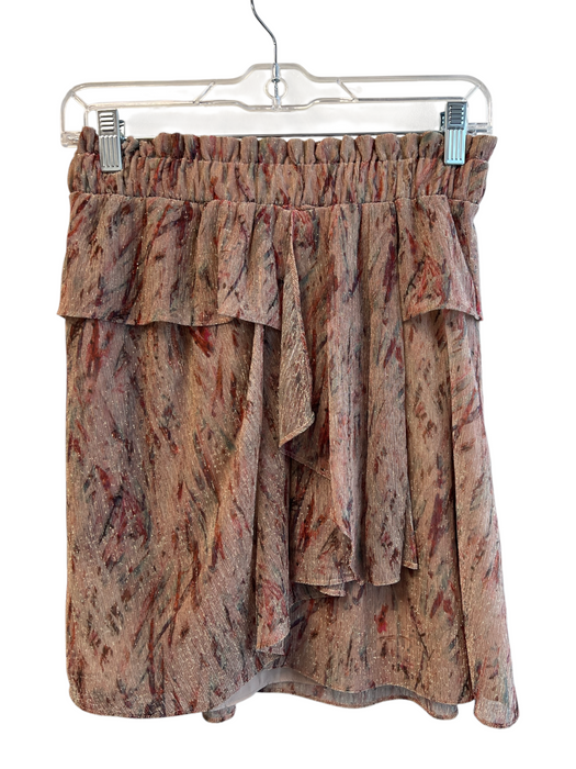 IRO Size 36 Brown & Multi Polyester Blend Elastic Waist Tiered Metallic Skirt Brown & Multi / 36