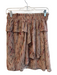 IRO Size 36 Brown & Multi Polyester Blend Elastic Waist Tiered Metallic Skirt Brown & Multi / 36