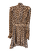 Zimmermann Size 0 Tan Brown Silk High Ruffle Neck Button Front Long Sleeve Dress Tan Brown / 0