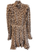 Zimmermann Size 0 Tan Brown Silk High Ruffle Neck Button Front Long Sleeve Dress Tan Brown / 0