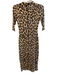 Alice + Olivia Size 2 Brown & Black Viscose High Neck Leopard Long Sleeve Dress Brown & Black / 2