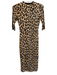 Alice + Olivia Size 2 Brown & Black Viscose High Neck Leopard Long Sleeve Dress Brown & Black / 2