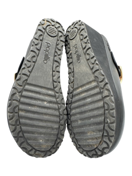 Papillio Birkenstock Shoe Size 38 Black Leather Upper Gold Tone Buckle Mules Black / 38
