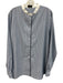 Tuckernuck Size L Blue & White Cotton Striped Button Up Mandarin Collar Top Blue & White / L