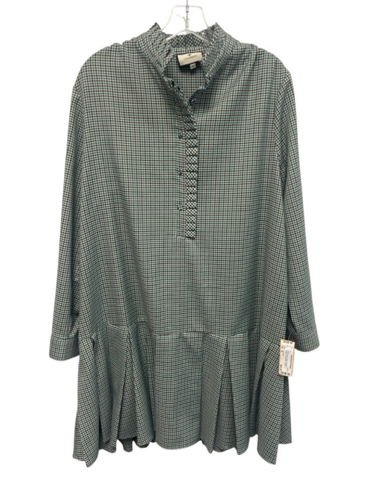 Tuckernuck Size XL Green, Black & Cream Polyester Gingham Long Sleeve Dress Green, Black & Cream / XL