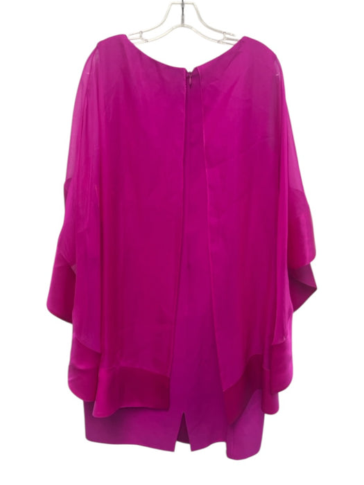 Tom and Linda Platt Size 14 Magenta Pink No Fabric Tag Mesh Detail Cape Dress Magenta Pink / 14
