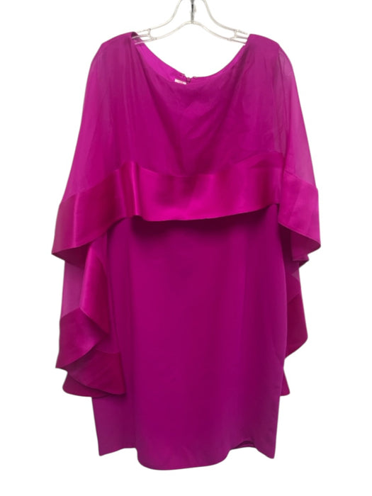 Tom and Linda Platt Size 14 Magenta Pink No Fabric Tag Mesh Detail Cape Dress Magenta Pink / 14