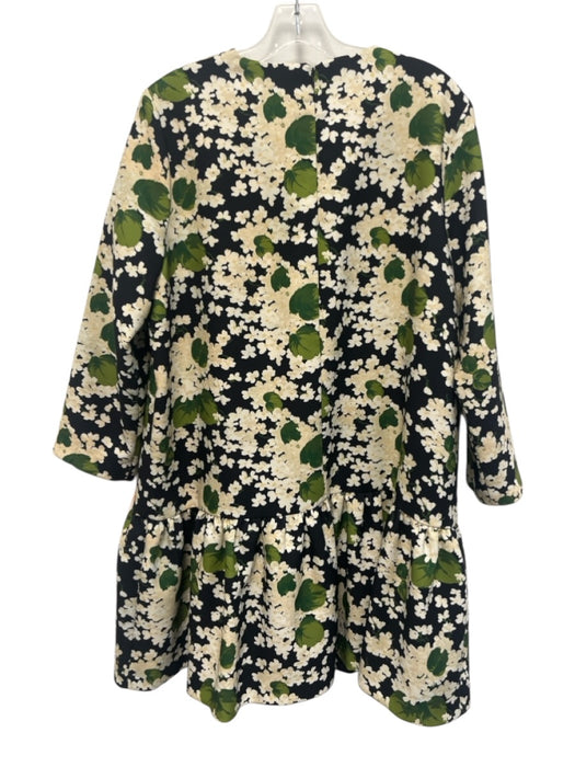 Tuckernuck Size XL Black, Cream & Green Polyester Blend Floral Long Sleeve Dress Black, Cream & Green / XL
