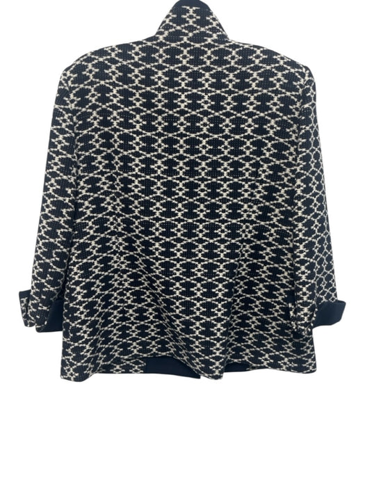 Nina Mclemore Size 8 Navy Blue & White Cotton Blend jacquard knit Jacket Navy Blue & White / 8