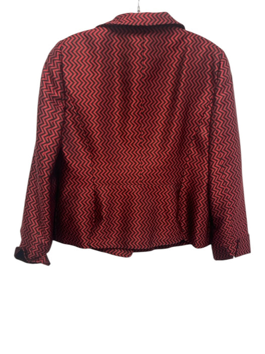 Nina Mclemore Size 10 Red & Black Silk Zig Zag Shoulder Pads Button Front Jacket Red & Black / 10