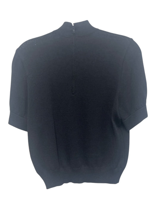 St. John Basics Size S Black No Fabric Tag Knit Mock Neck Ribbed Hem Top Black / S