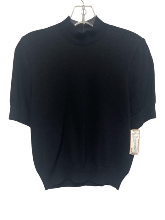 St. John Basics Size S Black No Fabric Tag Knit Mock Neck Ribbed Hem Top Black / S
