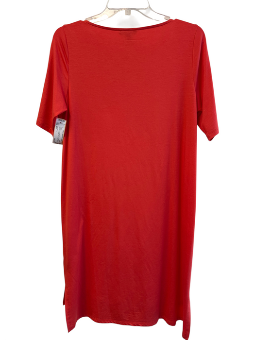 Eileen Fisher Size PM Orange Tencel Blend Short Sleeve Solid Knee Length Dress Orange / PM