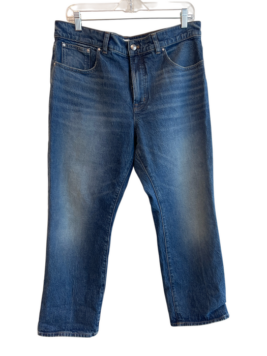 Madewell Size 31P Medium Wash Cotton & Elastane Mid Rise Straight Leg Jeans Medium Wash / 31P