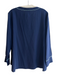 Sail To Sable Size XL Navy 100% Silk Long Sleeve V Neck Gold button Top Navy / XL