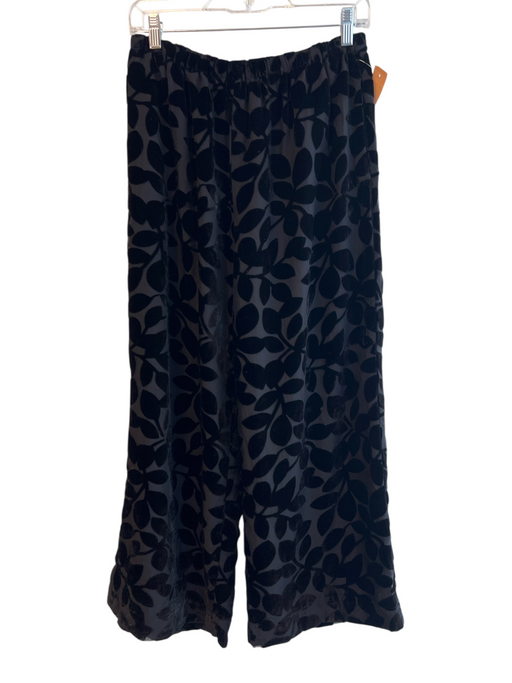 Gretchen Scott Size L Black Rayon Blend Velvet Detail Leaf Design Pockets Pants Black / L
