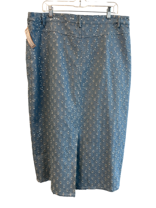 Never Fully Dressed Size EST XXL Blue Polyester Blend Sequin Detail Midi Skirt Blue / EST XXL
