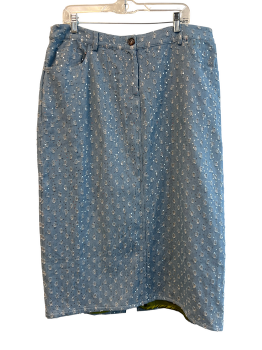 Never Fully Dressed Size EST XXL Blue Polyester Blend Sequin Detail Midi Skirt Blue / EST XXL