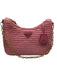 Prada Pink Raffia Crochet Chain Strap Shoulder Bag Pink / S
