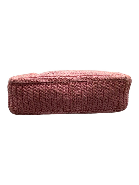 Prada Pink Raffia Crochet Chain Strap Shoulder Bag Pink / S