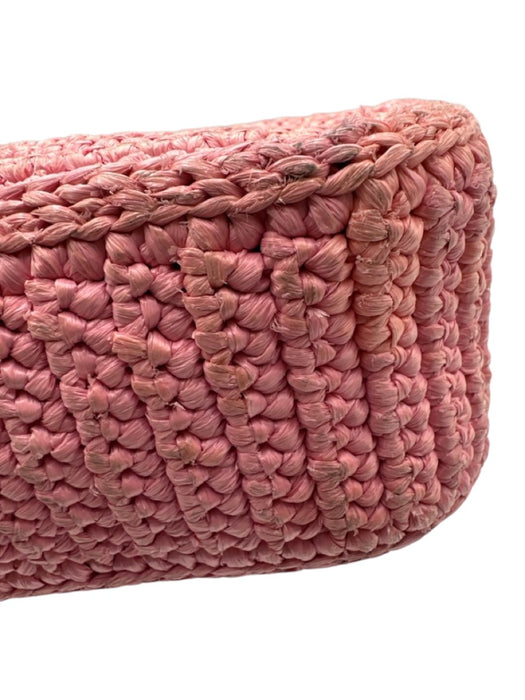 Prada Pink Raffia Crochet Chain Strap Shoulder Bag Pink / S